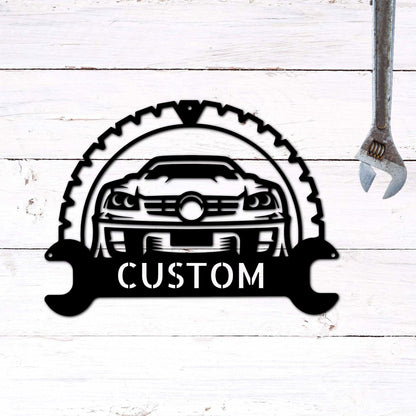 Personalized Classic Car Monogram Indoor Outdoor Steel Wall Sign - Mallard Moon Gift Shop