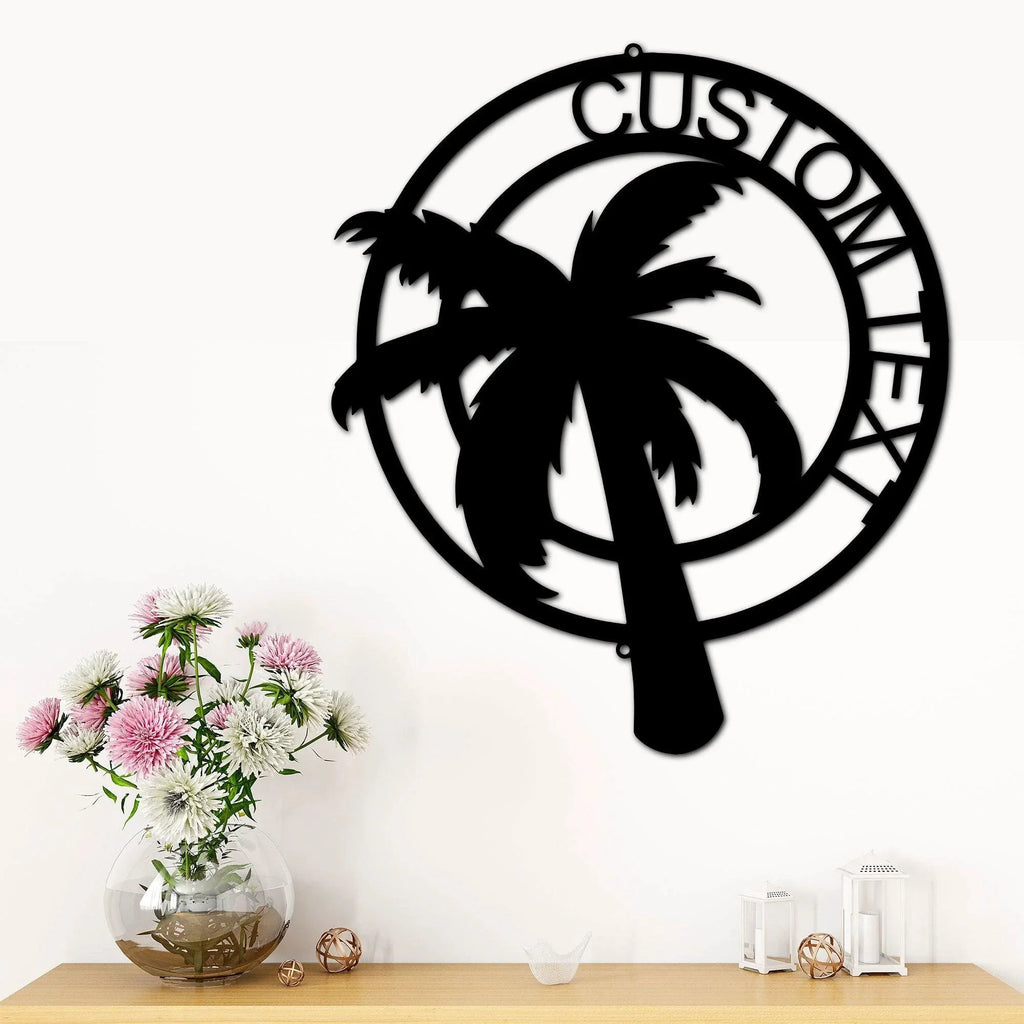 Palm Tree Custom Name Indoor Outdoor Metal Art Wall Sign