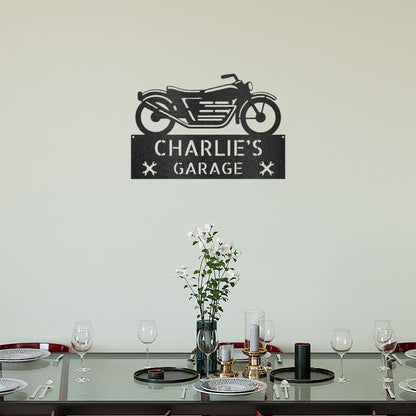 Motorcycle Adventure Custom Name Indoor Outdoor Metal Wall Sign - Mallard Moon Gift Shop