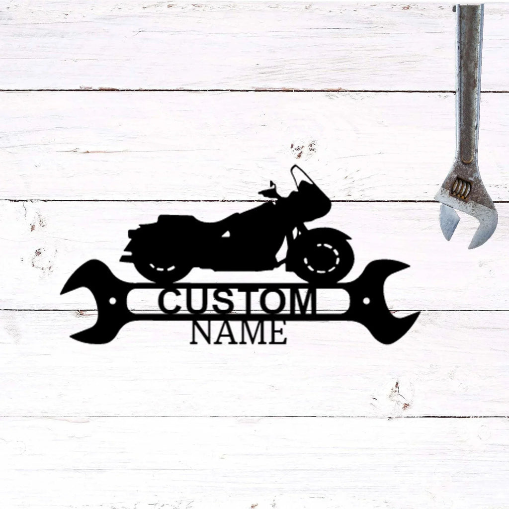 Cruiser Motorcycle Shop Monogram Personalized Indoor Outdoor Steel Wall Sign Metal Art