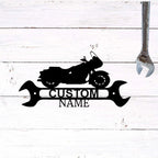 Cruiser Motorcycle Shop Monogram Personalized Indoor Outdoor Steel Wall Sign Metal Art