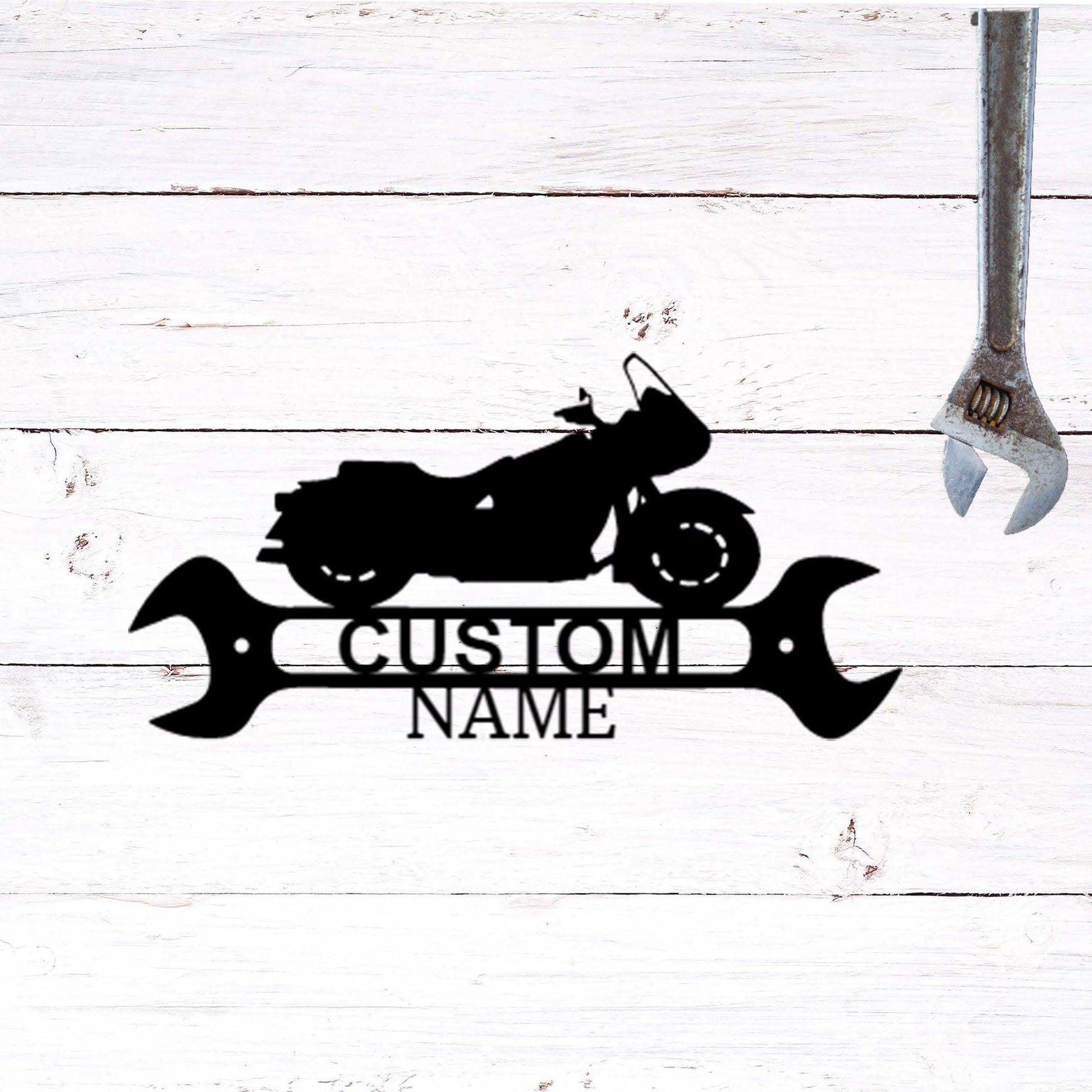 Cruiser Motorcycle Shop Monogram Personalized Indoor Outdoor Steel Wall Sign Metal Art - Mallard Moon Gift Shop