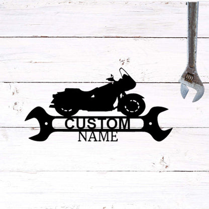 Cruiser Motorcycle Shop Monogram Personalized Indoor Outdoor Steel Wall Sign Metal Art - Mallard Moon Gift Shop