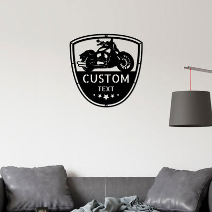 Motorcycle Biker Personalized Name Indoor Outdoor Steel Wall Sign - Mallard Moon Gift Shop