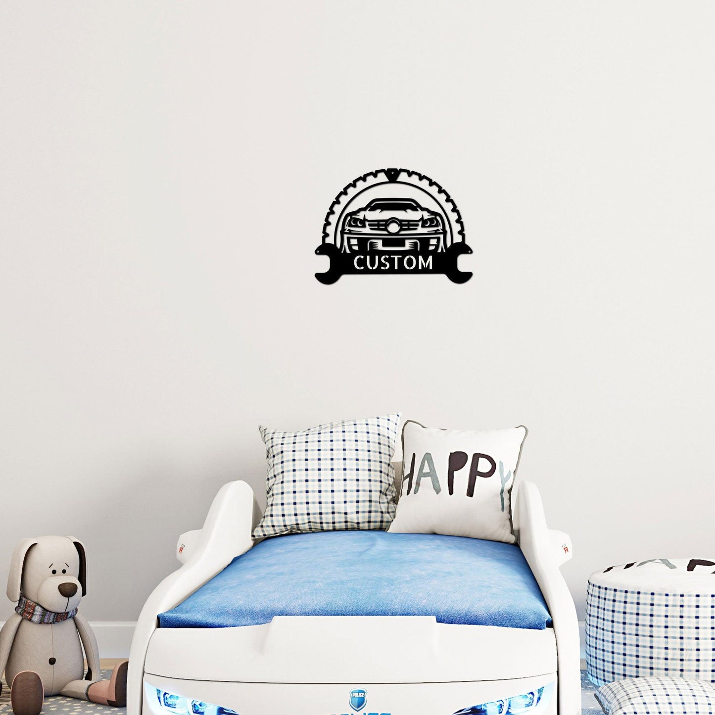 Personalized Classic Car Monogram Indoor Outdoor Steel Wall Sign - Mallard Moon Gift Shop