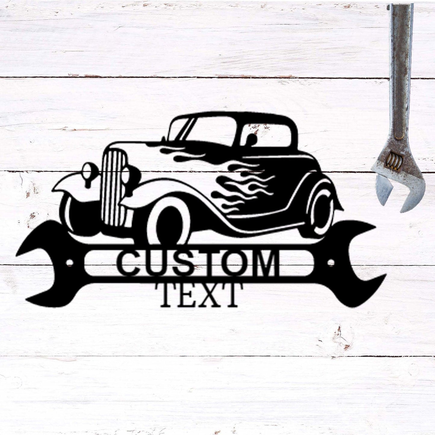 Hot Rod Shop Monogram Personalized Indoor Outdoor Steel Wall Sign Metal Art - Mallard Moon Gift Shop