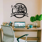 Fighting Viking Monogram Personalized Name Indoor Outdoor Steel Wall Sign Metal Man Cave Art