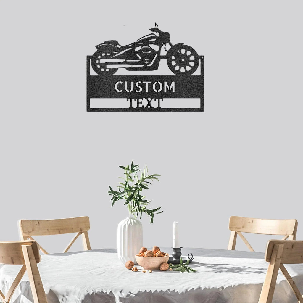 Motorcycle Shop Custom Name Indoor Outdoor Steel Wall Sign