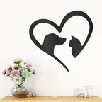 Pet Love Dog and Cat Heart Indoor Outdoor Steel Sign