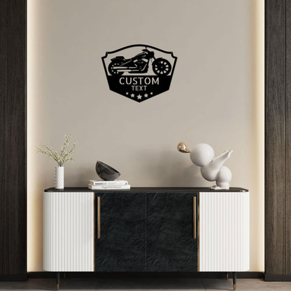 Chopper Motorcycle Shop Custom Name Monogram Indoor Outdoor Steel Wall Sign - Mallard Moon Gift Shop