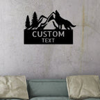 Coyote and Mountains Custom Name Metal Wall Sign
