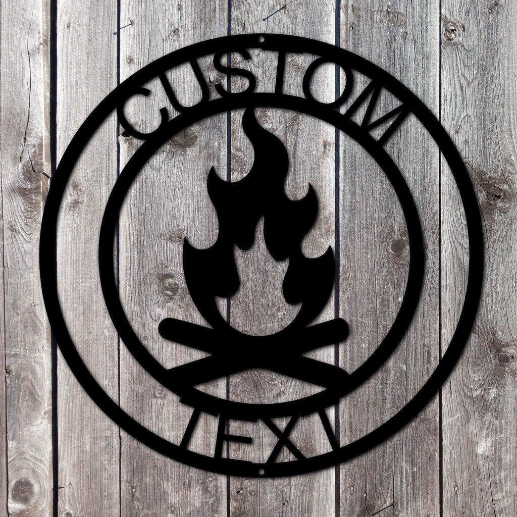 Campfire Custom Monogram Indoor Outdoor Steel Wall Sign Metal Art Home Décor