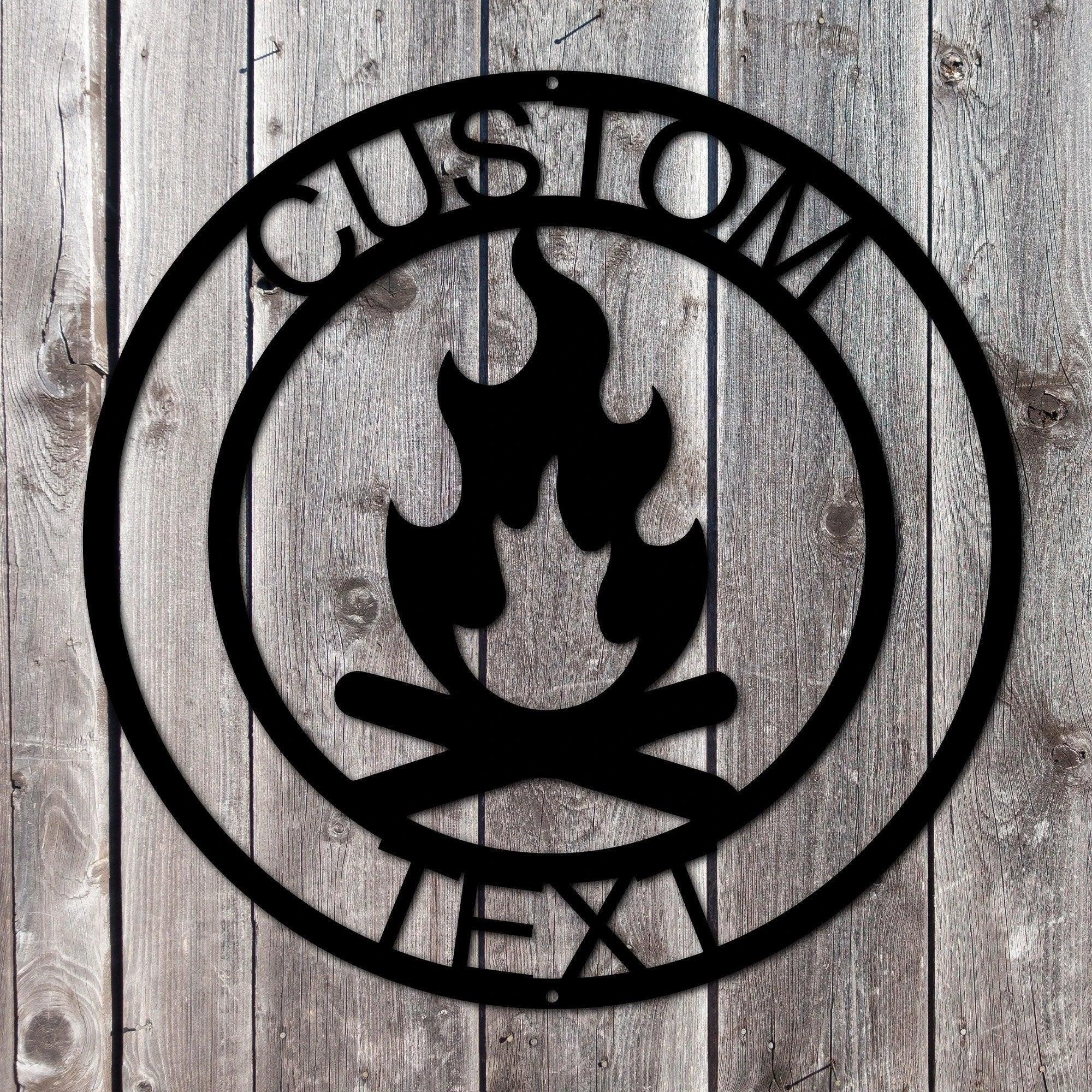 Campfire Custom Monogram Indoor Outdoor Steel Wall Sign Metal Art Home Décor