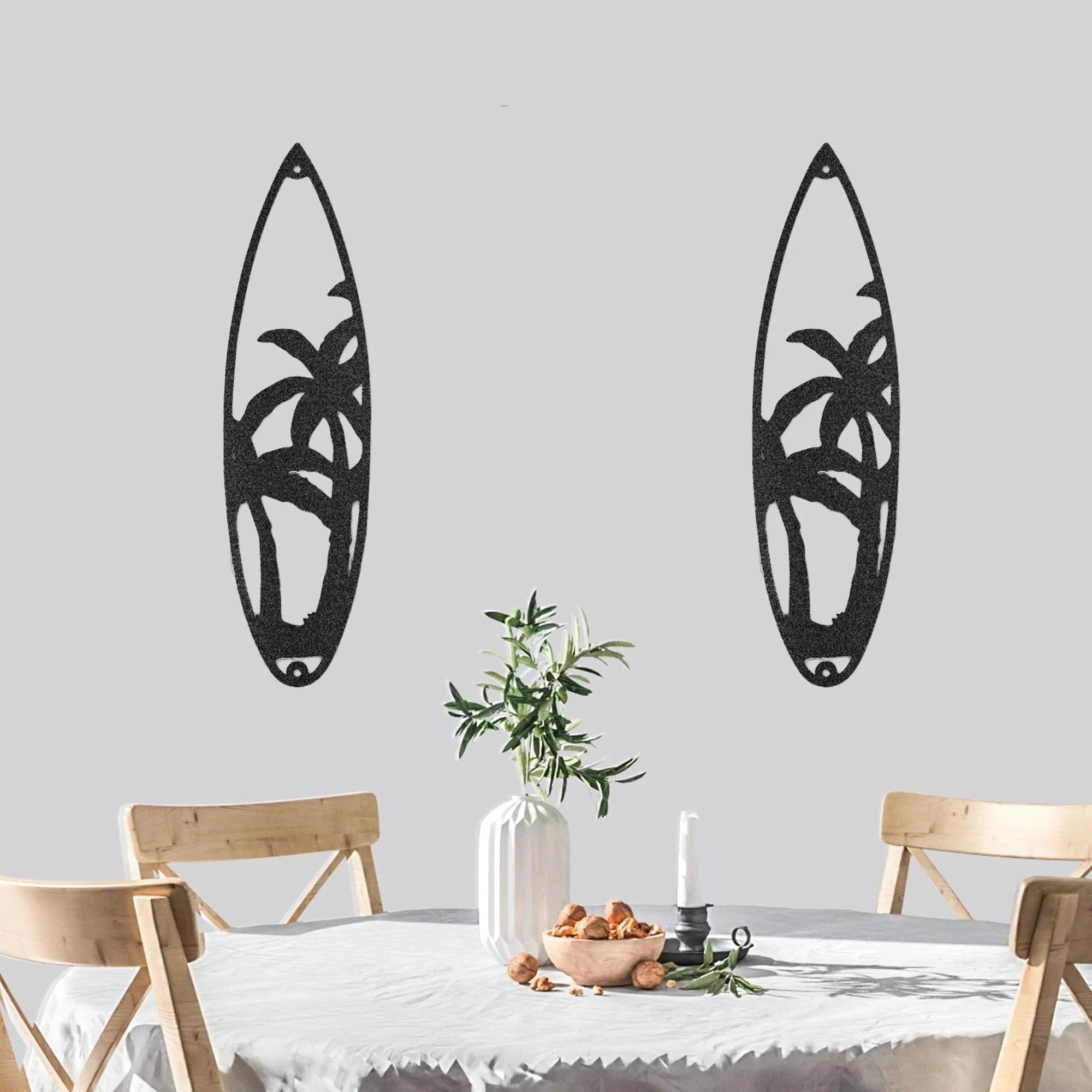 Surfboard Palm Trees Indoor Outdoor Steel Wall Sign Art