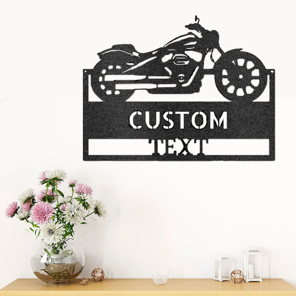 Motorcycle Shop Custom Name Indoor Outdoor Steel Wall Sign