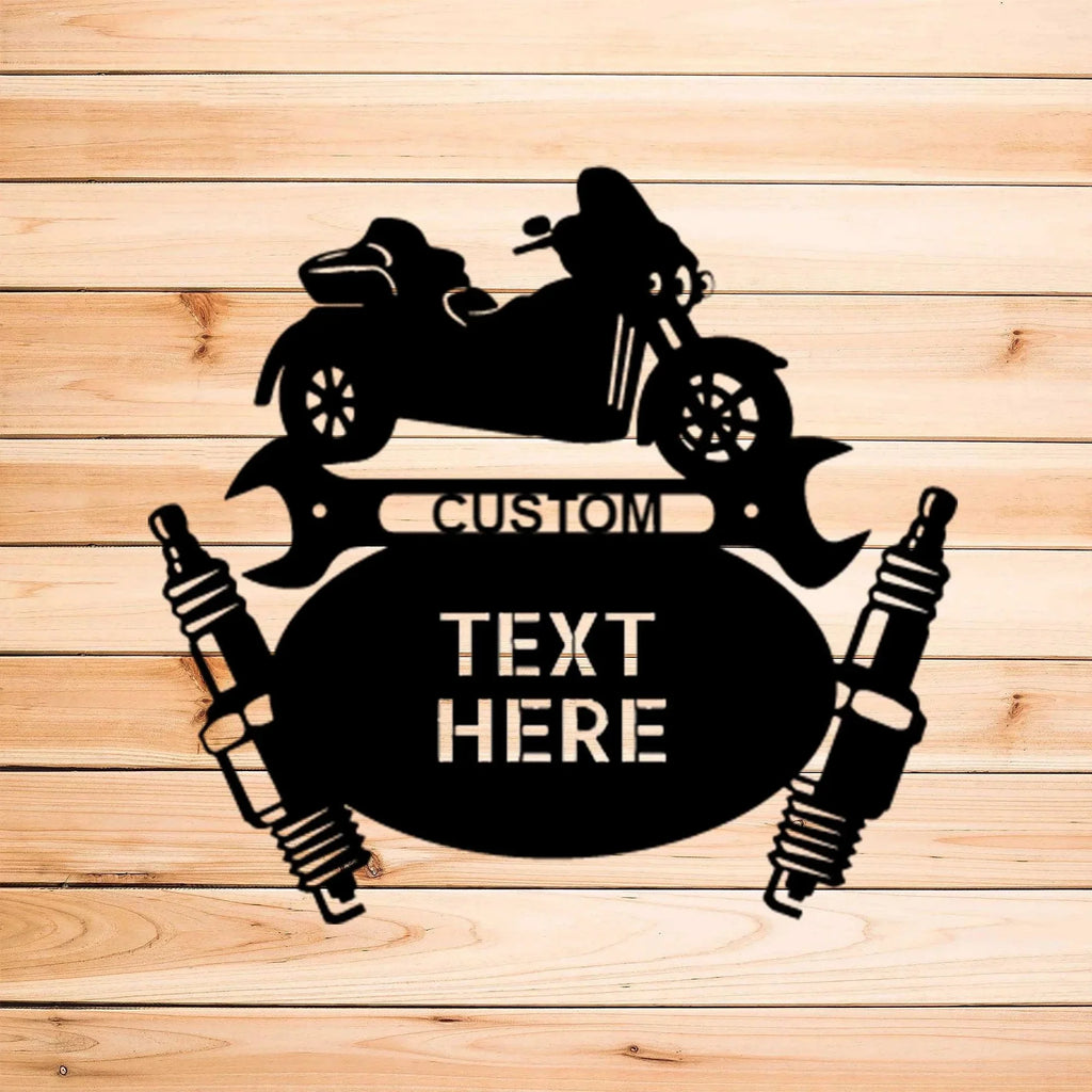 Trike Motorcycle Mechanic Custom Monogram Indoor Outdoor Steel Sign