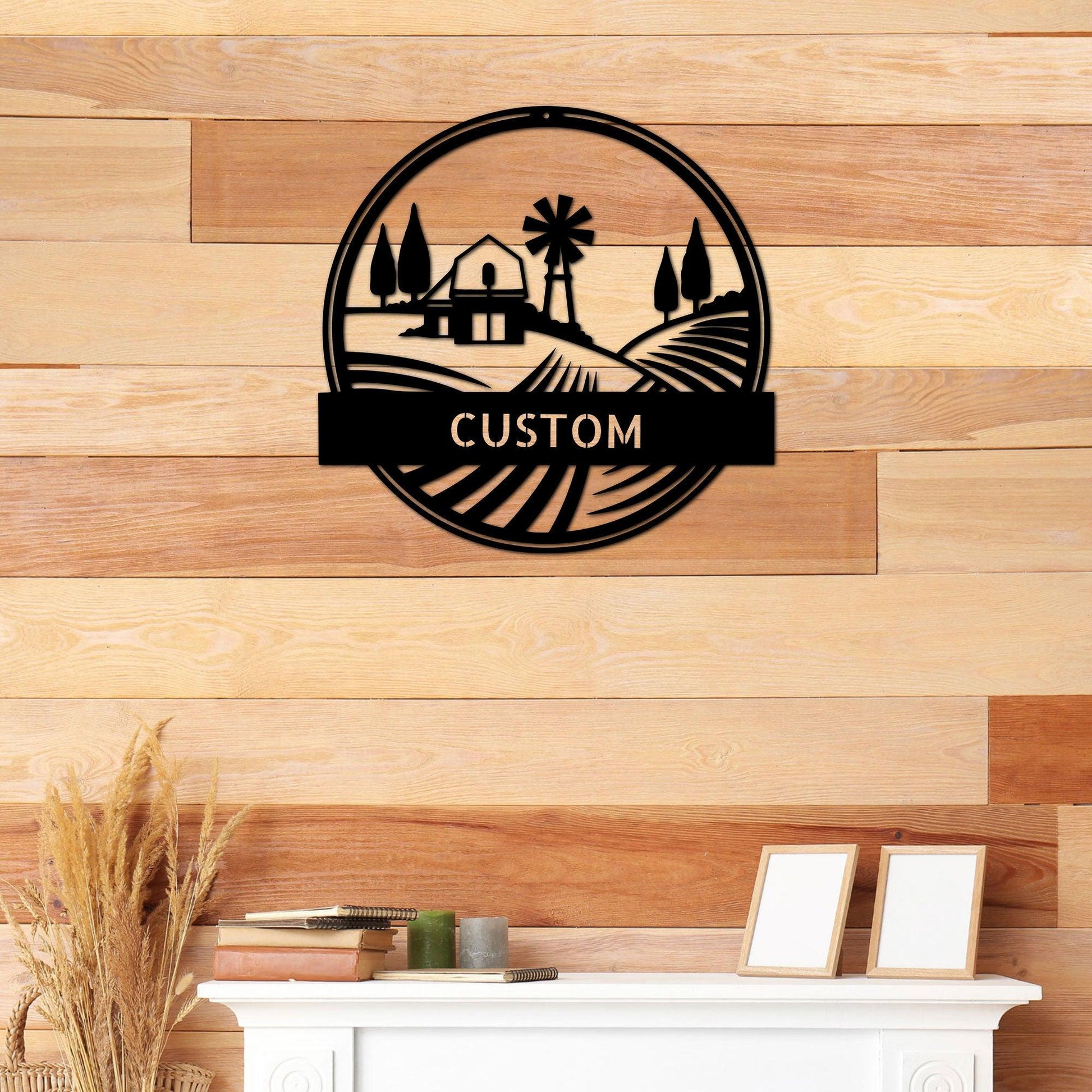 Farm Scene Custom Name Steel Wall Sign Metal Art - Mallard Moon Gift Shop