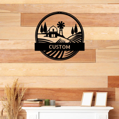 Farm Scene Custom Name Steel Wall Sign Metal Art - Mallard Moon Gift Shop
