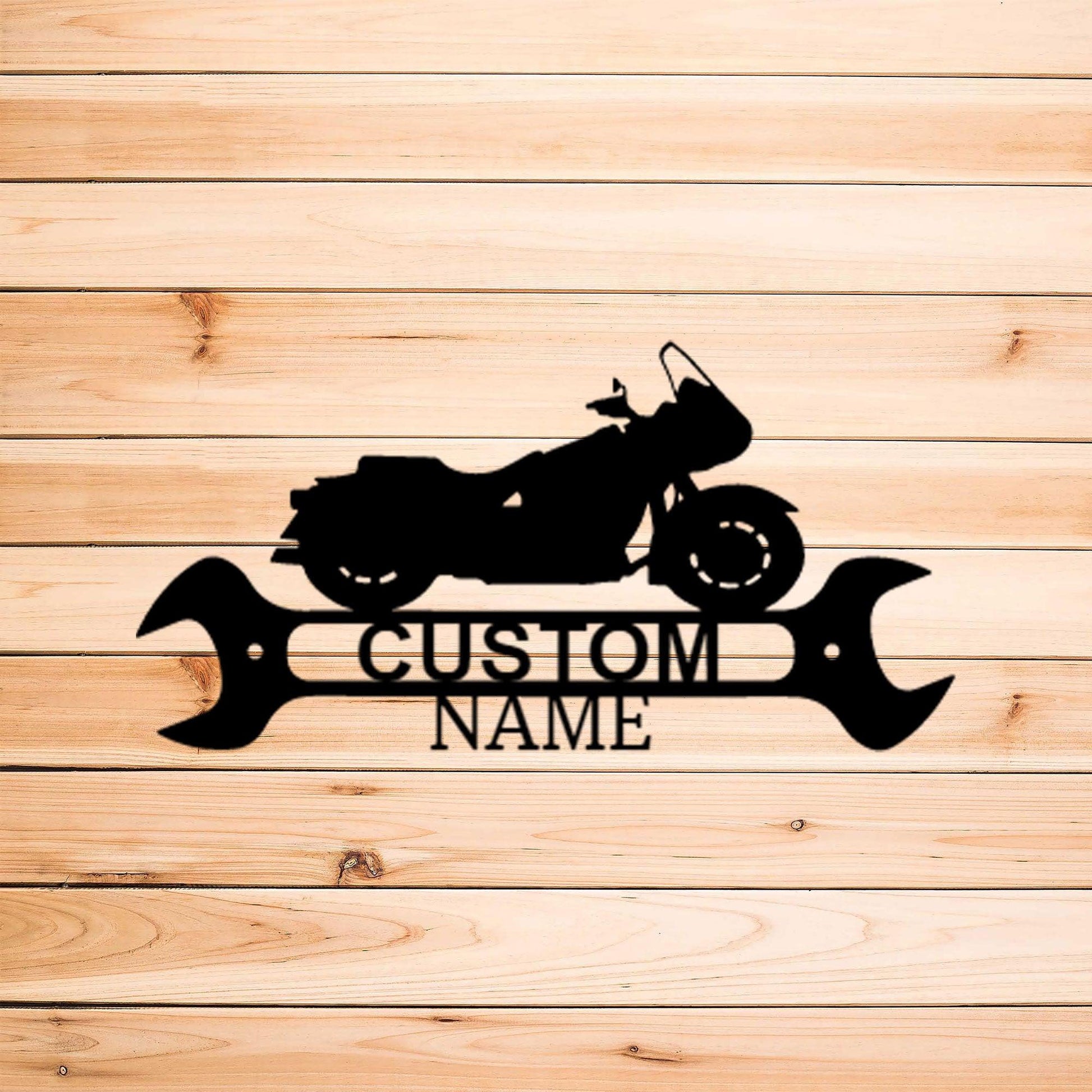 Cruiser Motorcycle Shop Monogram Personalized Indoor Outdoor Steel Wall Sign Metal Art - Mallard Moon Gift Shop