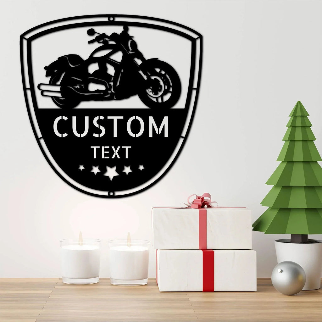 Motorcycle Biker Personalized Name Indoor Outdoor Steel Wall Sign