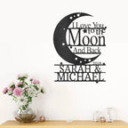 I Love You to the Moon and Back Personalized Metal Wall Art Sign