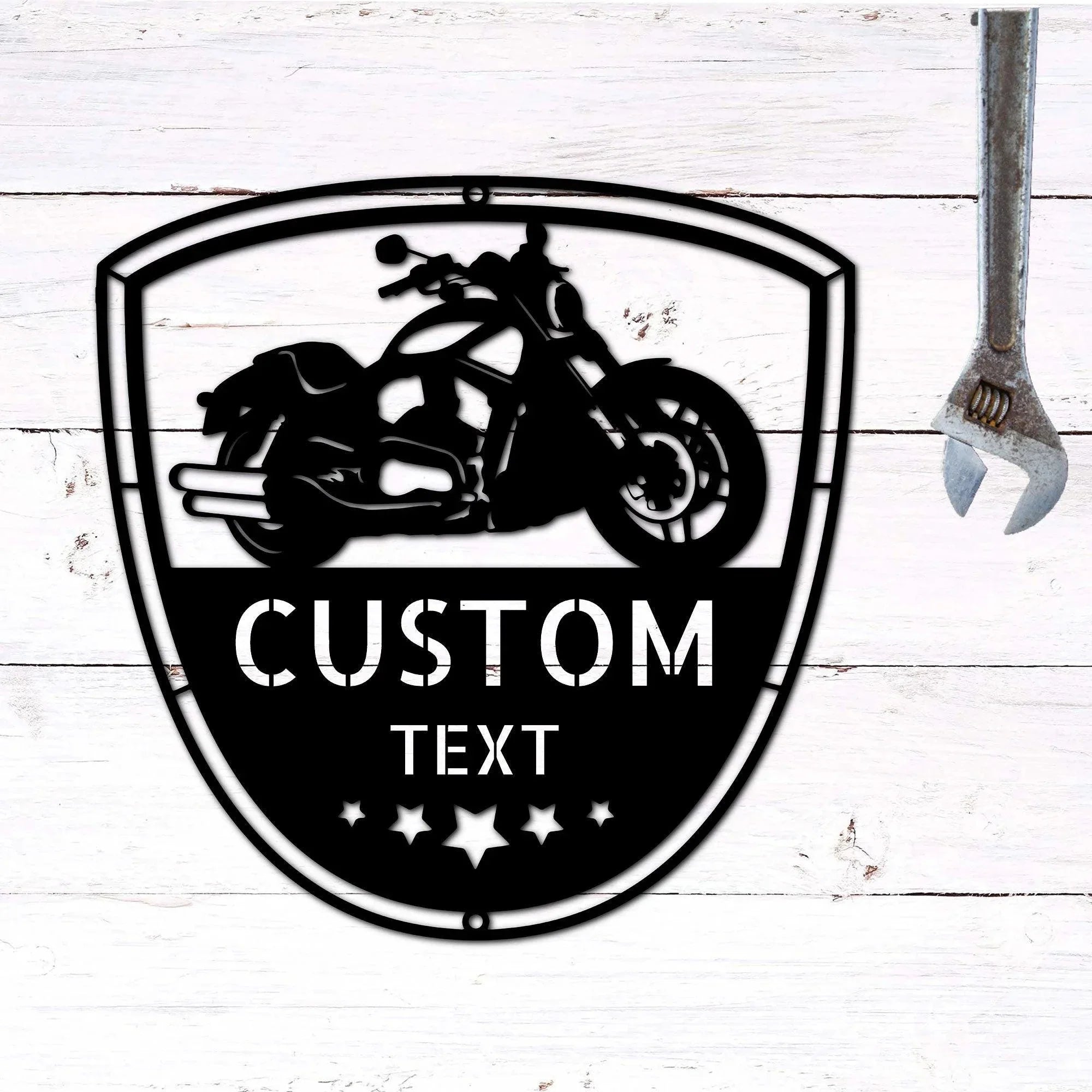 Motorcycle Biker Personalized Name Indoor Outdoor Steel Wall Sign
