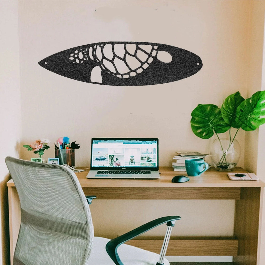 Surfboard Sea Turtle Indoor Outdoor Steel Wall Sign