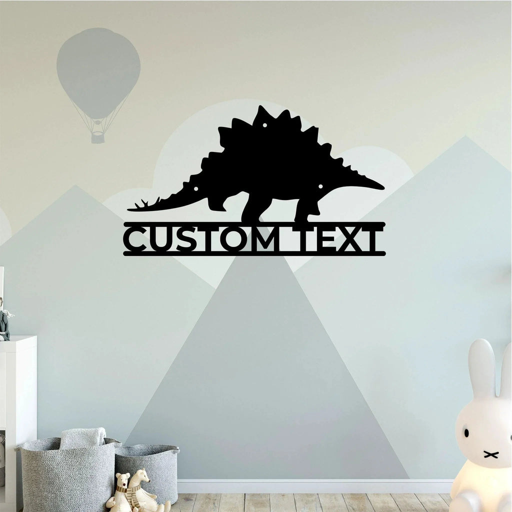 Dinosaur Stegosaurus Custom Name Metal Sign Wall Art