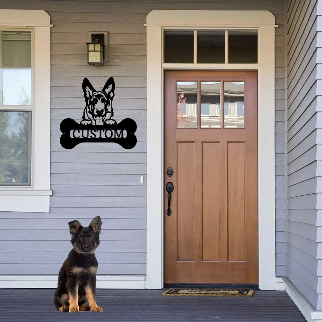 German Sheperd Custom Name Metal Art Wall Sign