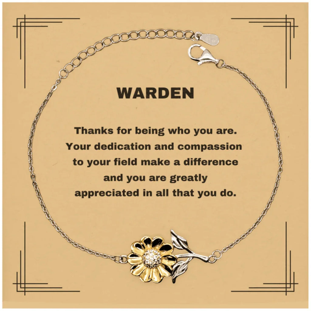 WardenSunflower Bracelet - Thanks for being who you are - Birthday Christmas Jewelry Gifts Coworkers Colleague Boss