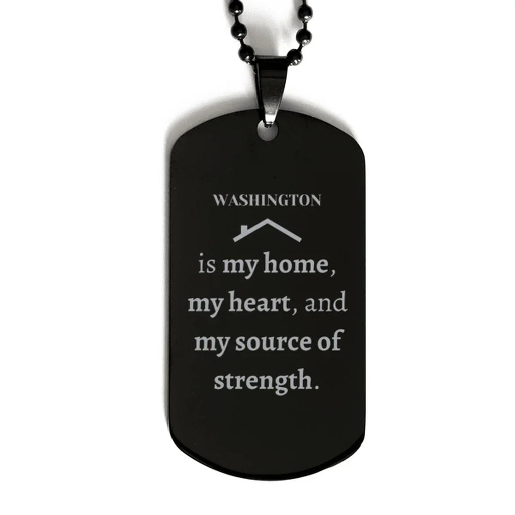 Washington is my home Gifts, Lovely Washington Birthday Christmas Black Dog Tag For People from Washington, Men, Women, Friends