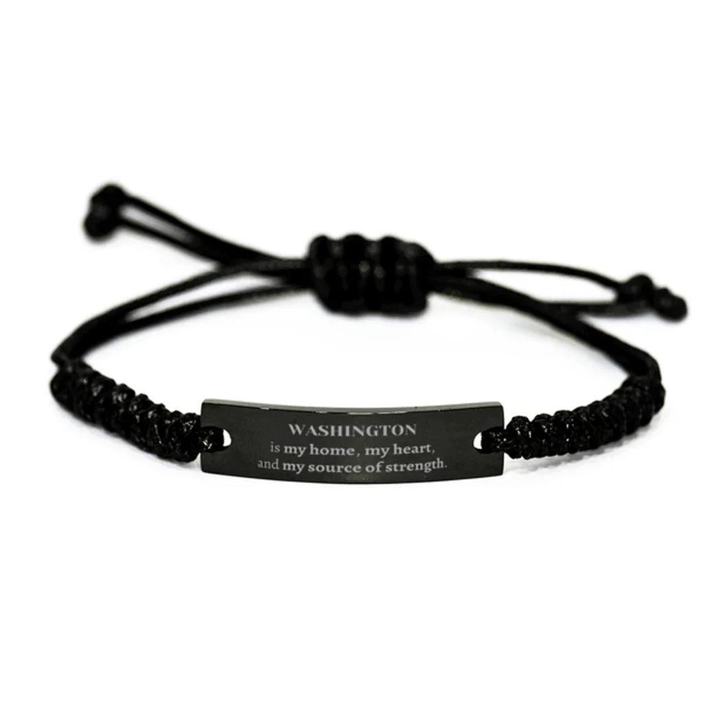 Washington is my home Gifts, Lovely Washington Birthday Christmas Black Rope Bracelet For People from Washington, Men, Women, Friends