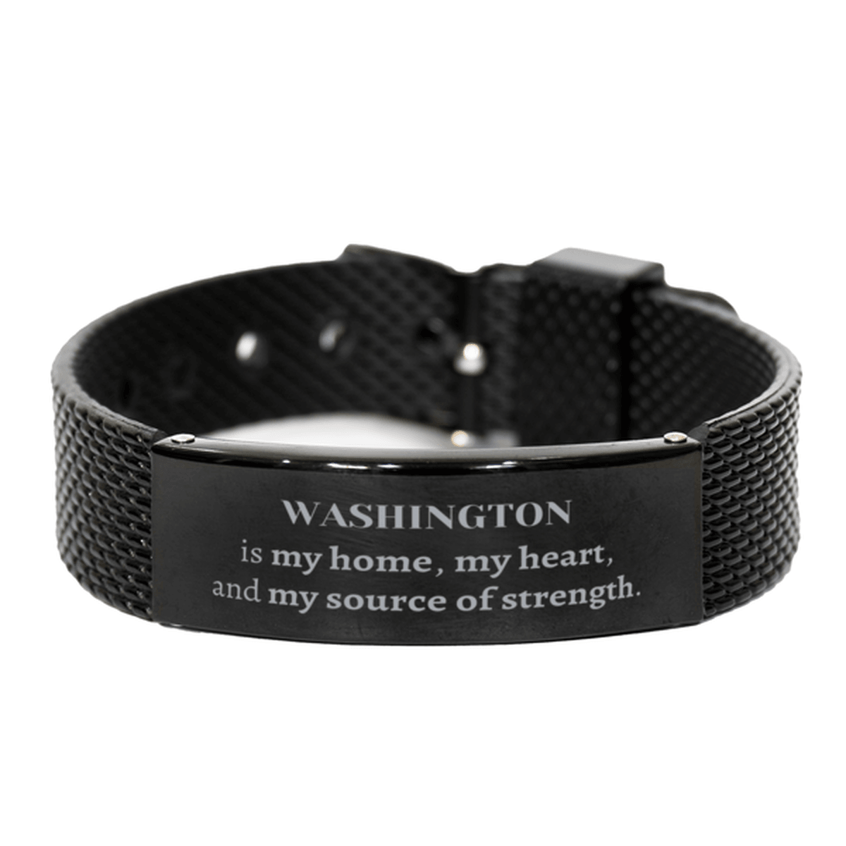 Washington is my home Gifts, Lovely Washington Birthday Christmas Black Shark Mesh Bracelet For People from Washington, Men, Women, Friends - Mallard Moon Gift Shop