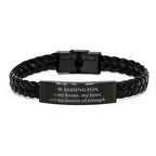 Washington is my home Gifts, Lovely Washington Birthday Christmas Braided Leather Bracelet For People from Washington, Men, Women, Friends