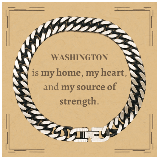 Washington is my home Gifts, Lovely Washington Birthday Christmas Cuban Link Chain Bracelet For People from Washington, Men, Women, Friends - Mallard Moon Gift Shop