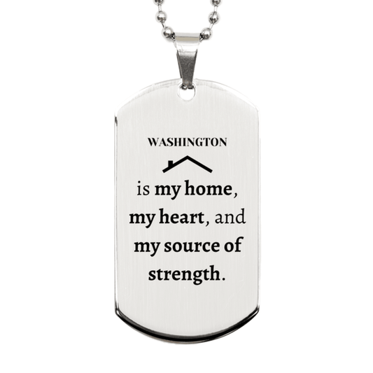 Washington is my home Gifts, Lovely Washington Birthday Christmas Silver Dog Tag For People from Washington, Men, Women, Friends - Mallard Moon Gift Shop