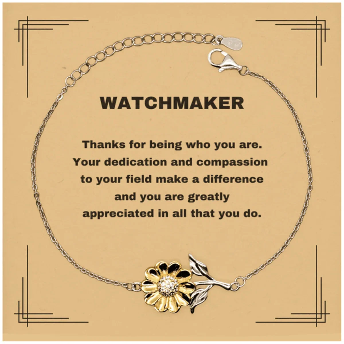 WatchmakerSunflower Bracelet - Thanks for being who you are - Birthday Christmas Jewelry Gifts Coworkers Colleague Boss