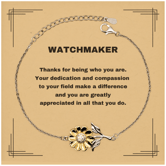 WatchmakerSunflower Bracelet - Thanks for being who you are - Birthday Christmas Jewelry Gifts Coworkers Colleague Boss - Mallard Moon Gift Shop
