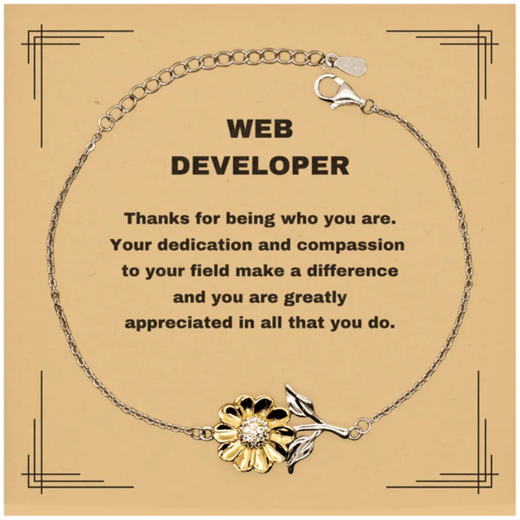 Web DeveloperSunflower Bracelet - Thanks for being who you are - Birthday Christmas Jewelry Gifts Coworkers Colleague Boss