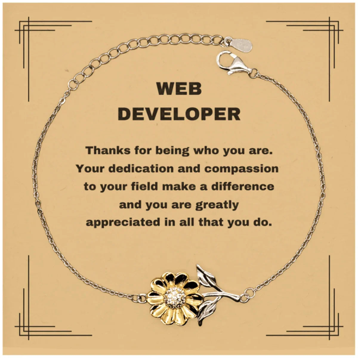 Web DeveloperSunflower Bracelet - Thanks for being who you are - Birthday Christmas Jewelry Gifts Coworkers Colleague Boss