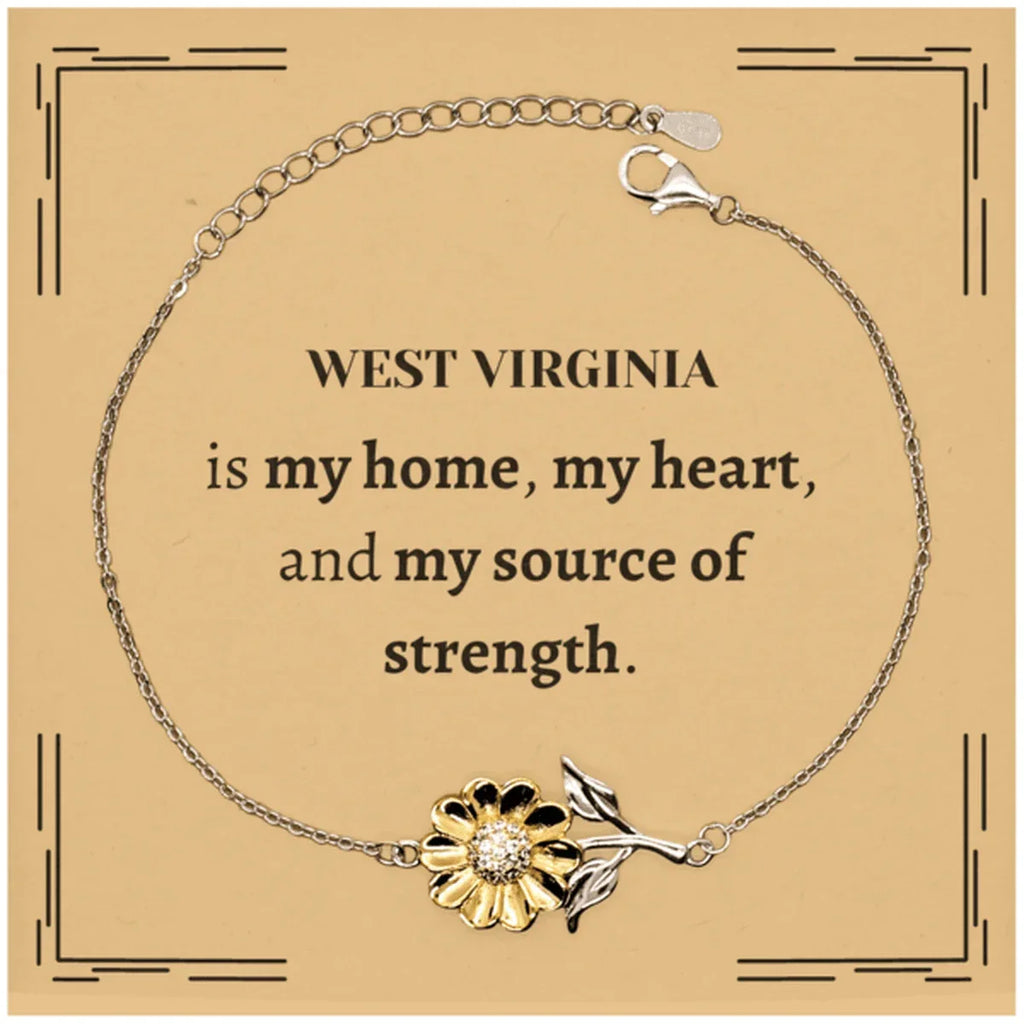 West Virginia is my home Gifts, Lovely West Virginia Birthday Christmas Sunflower Bracelet For People from West Virginia, Men, Women, Friends