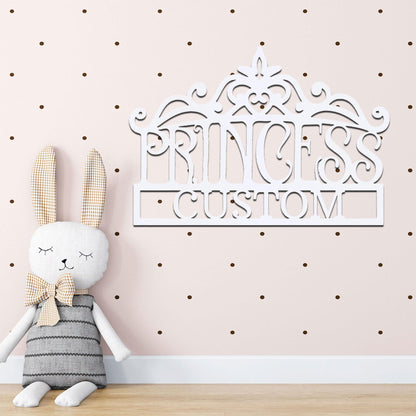 Princess Crown Personalized Metal Art Wall Sign - Mallard Moon Gift Shop