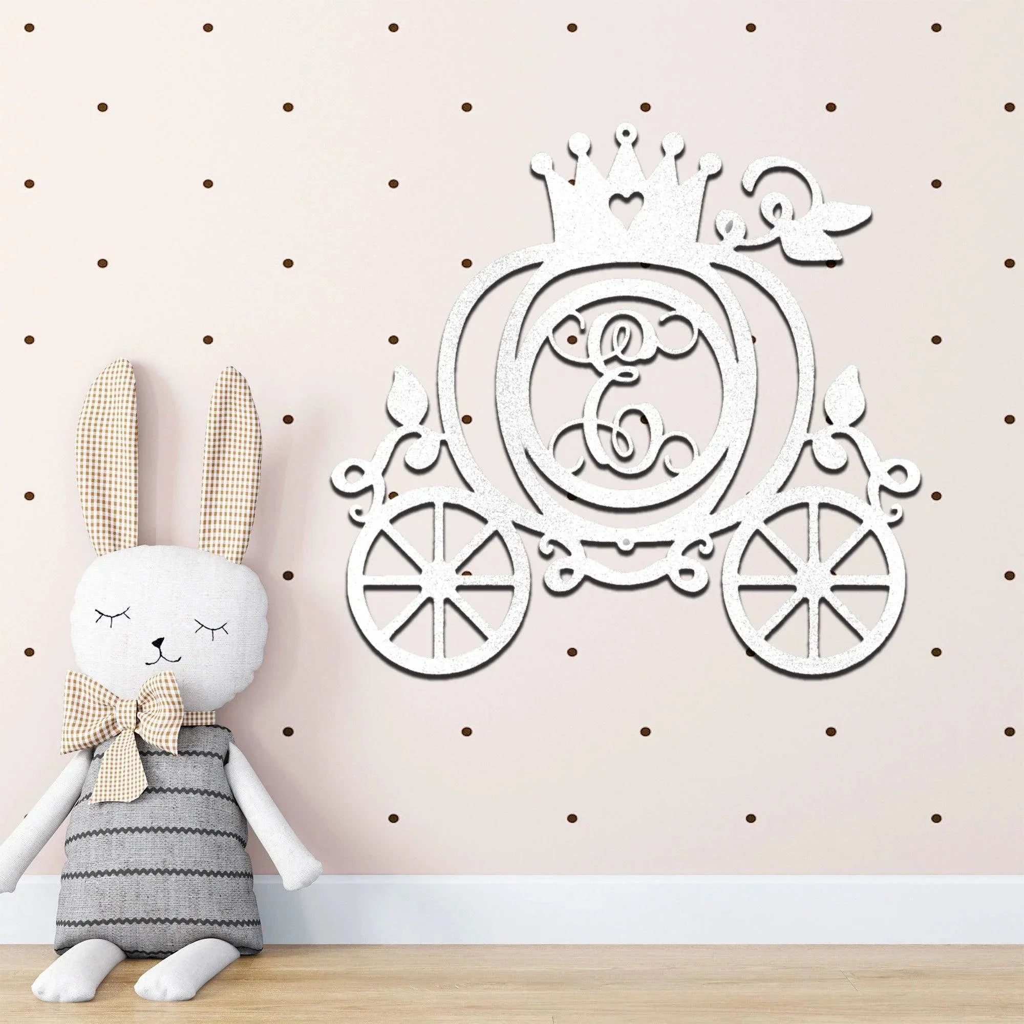 Cinderella Princess Pumpkin Carriage Custom Initial Metal Art Wall Sign Decor