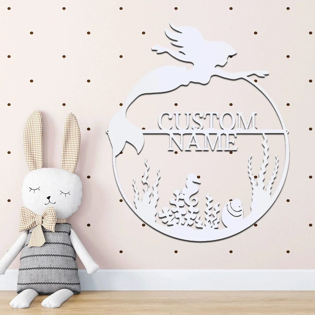 Mermaid Custom Name Metal Art Wall Sign