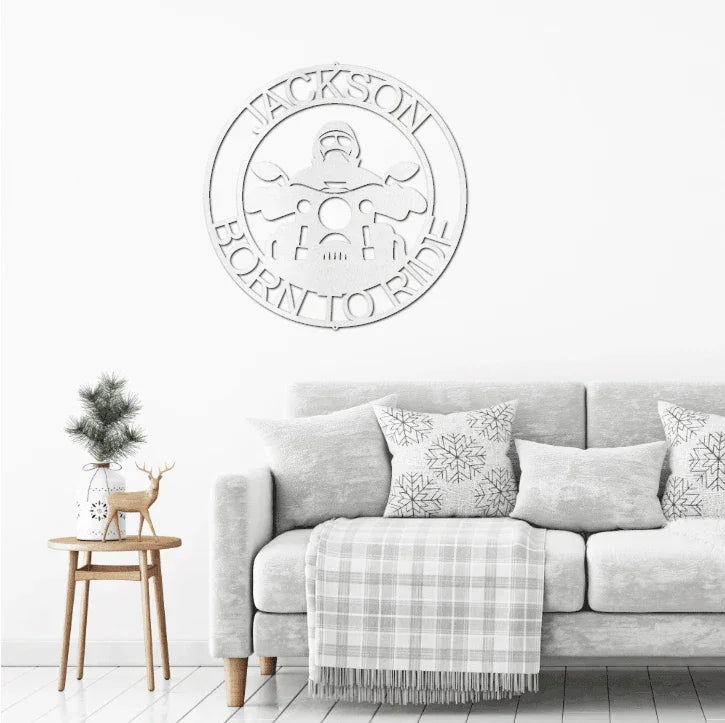 Motorcycle Born to Ride Custom Name Metal Art Wall Sign