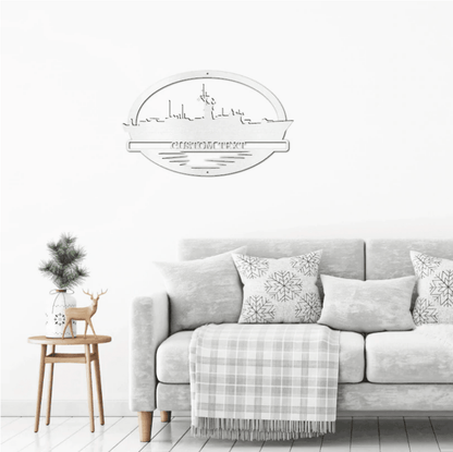 Navy Battleship USS Belknap Silhouette Custom Metal Art Wall Sign - Mallard Moon Gift Shop