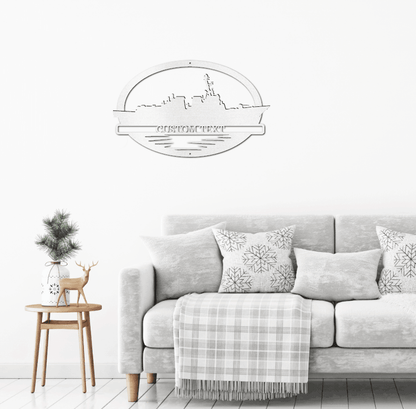 Navy Battleship USS Bulkeley Silhouette Custom Metal Art Wall Sign - Mallard Moon Gift Shop