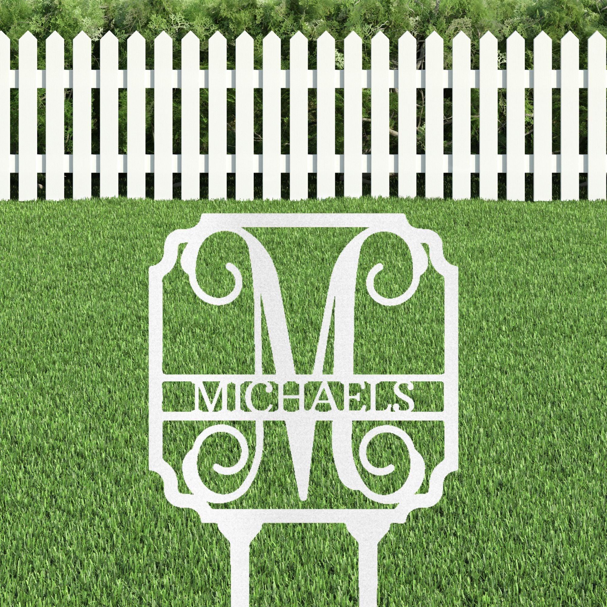 Vine Custom Name Initial Address Garden Lawn Yard Steel Stake Sign - Mallard Moon Gift Shop