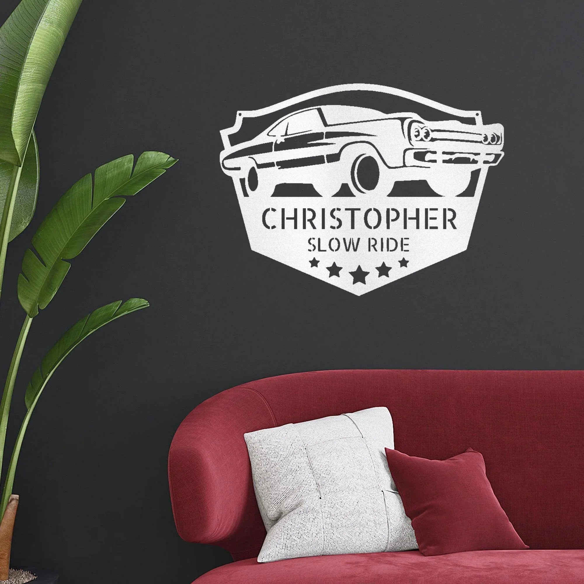 Classic Car Custom Name Indoor Outdoor Steel Wall Sign