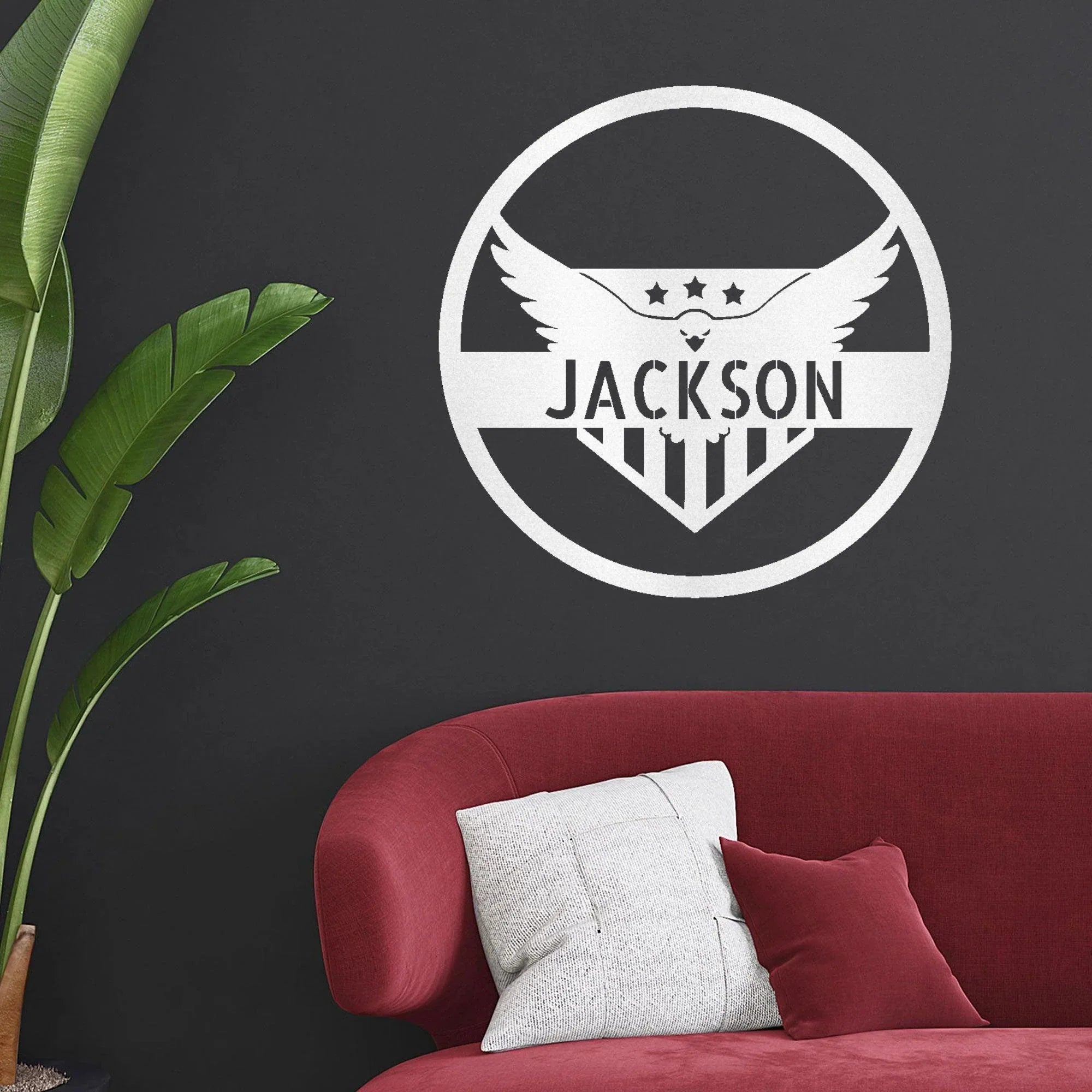 Patriotic Eagle Monogram Personalized Indoor Outdoor Steel Wall Sign Art